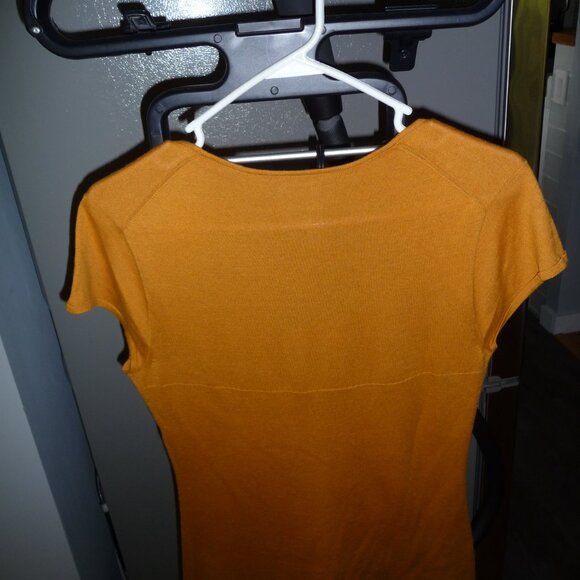 ITALIAN BURNTED ORANGE SILK COTTON BLEND SHORT SLEEVE BLOUSE GENTLY USED SIZE L - Picture 2 of 6